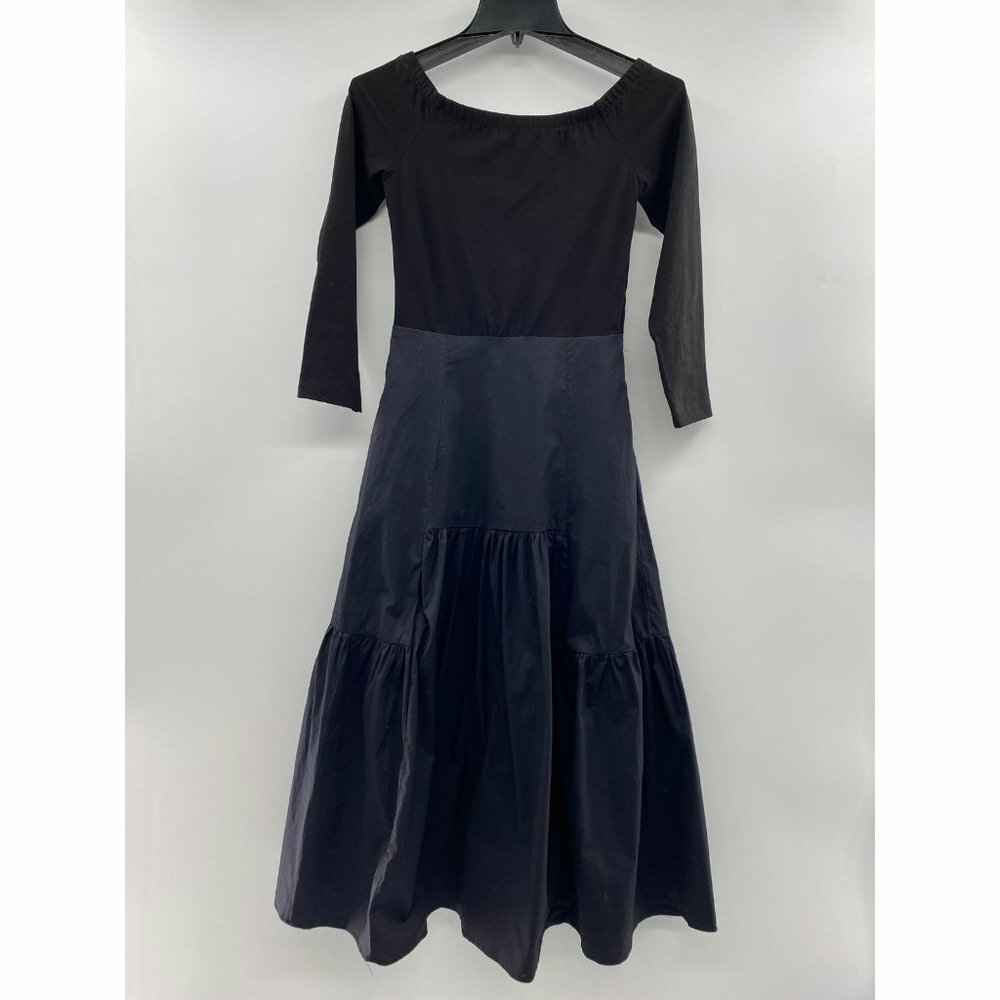 Tuckernuck Black Marissa Midi Dress Fit and Flare Off-the-Shoulder sz XS NWT